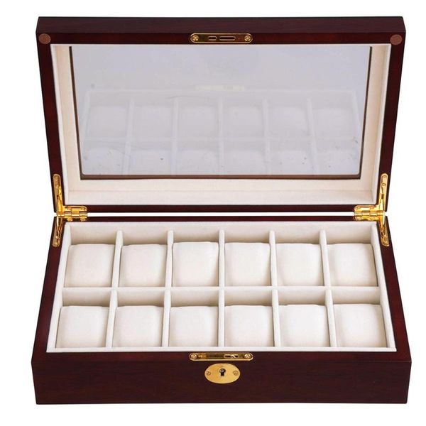 

watch boxes & cases shockproof gifts wood jewelry storage protective durable anti scratch display case luxury fashion portable lightweight, Black;blue
