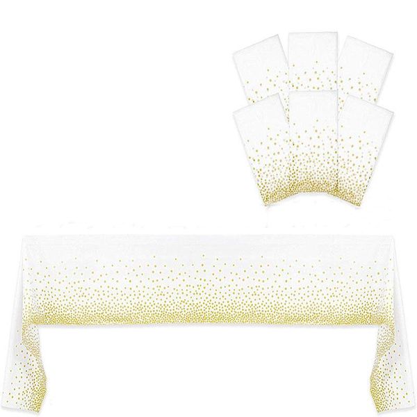 

disposable dinnerware 137*274cm rose gold dot tablecloth table cover tableware birthday celebration baby shower wedding party catering
