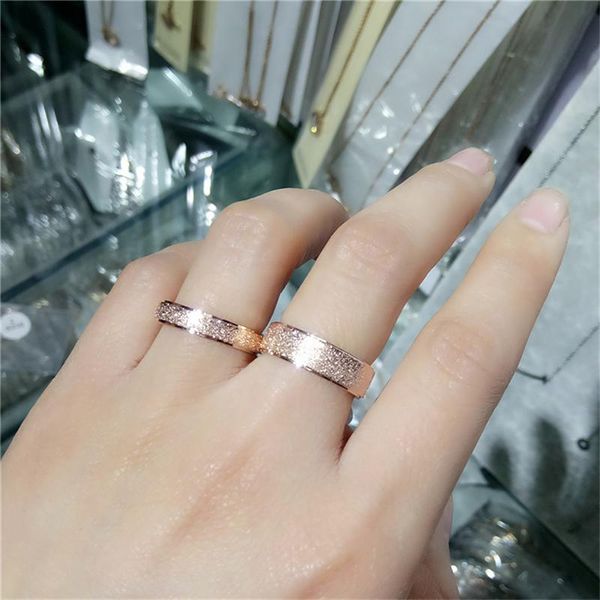 

wedding rings golden color frosted finger ring for woman man jewelry titanium steel simple size 5-9, Slivery;golden