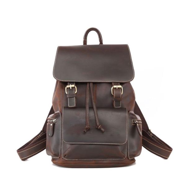 

backpack aetoo genuine leather crazy horse men's and women's head layer handmade