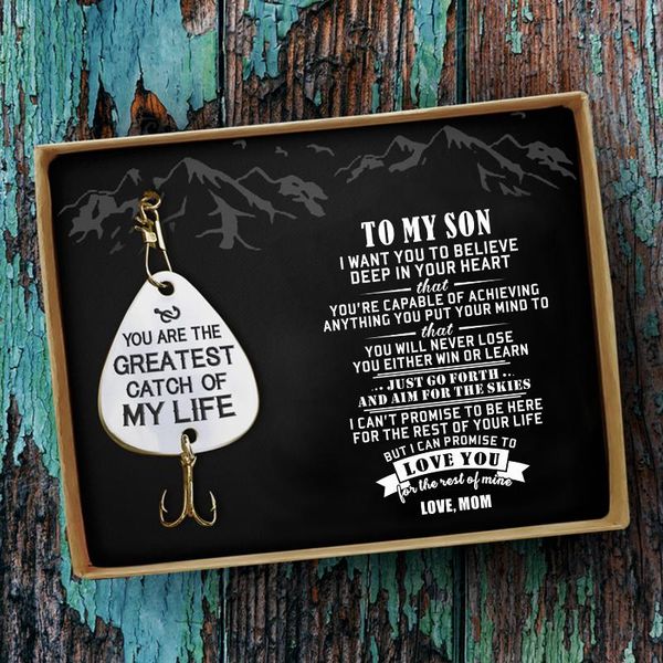 

mom to my son custom personalized fishing engraved hooks fisherman gift