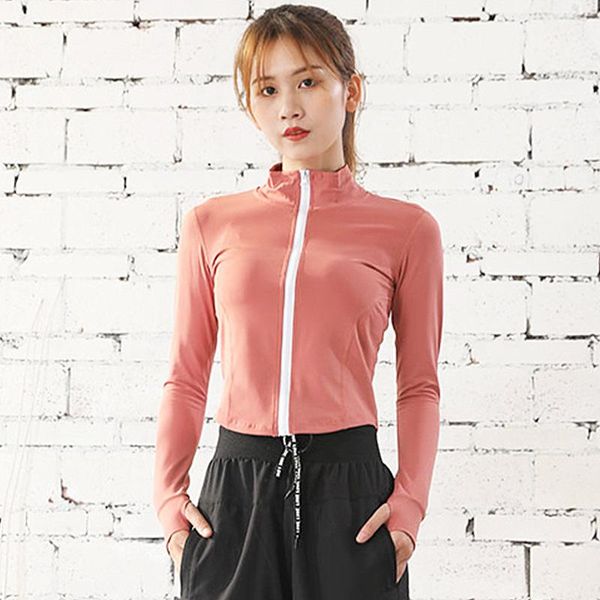 

yoga outfit whouare seamless sports female zipper jacket crop fitness training quick dry long sleeve sportswear autumn winter