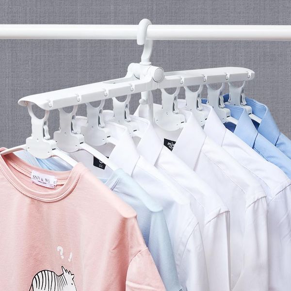 

hangers & racks multi-functional plastic foldable clothes hanger 8 in 1 space-saving wardrobe creative rack children baby