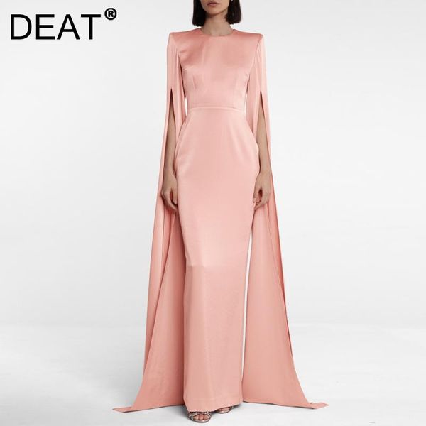 

casual dresses [deat] 2021 autumn winter fashion tide round neck high waist long sleeve solid color loose elegant dress women 13z1014, Black;gray