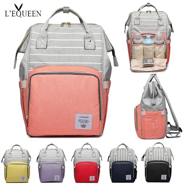 

lequeen stripe diaper bag nappy maternidade nursing colorful baby backpack bags