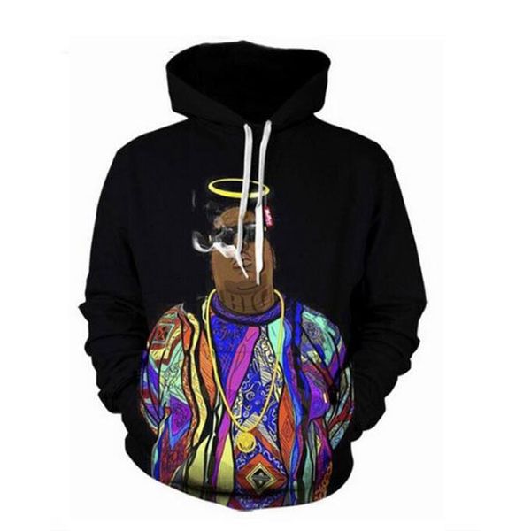 

new fashion man women designer perfect harajuku style notorious b.i.g 3d print long sleeve hoodies casual sportswear kf034, Black