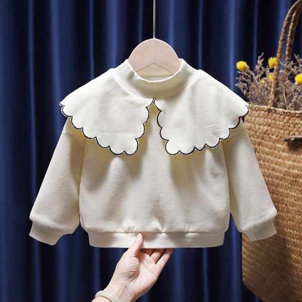 

hoodies & sweatshirts girls fall winter plus velvet thickening keep warm kids children's clothing casual girl pullover, Black