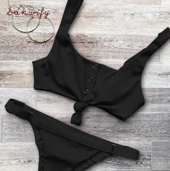 

women's swimwear 2021 bowknot bikini set swimsuit bathing suit button beachwear for women, White;black