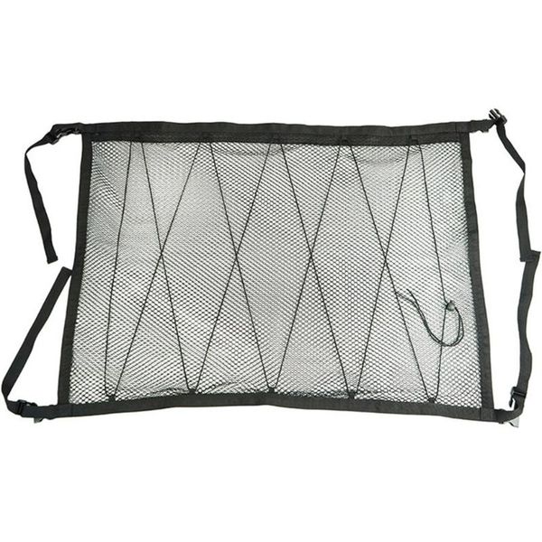 

car organizer double-layer zipper drawstring roof storage bag mesh clothes