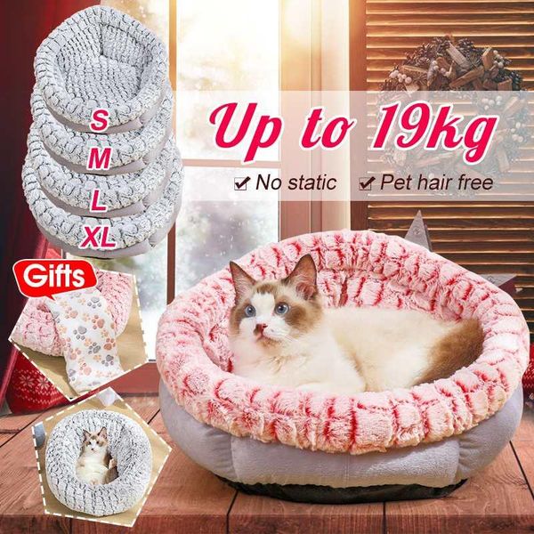 

cat beds & furniture soft bed for small large dog warm round plush nest pet deep winter mats