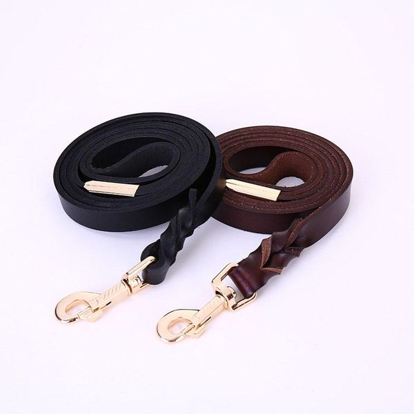 

dog collars & leashes soft leather leash 1.3m genuine braided medium large dogs training black brown pet leads