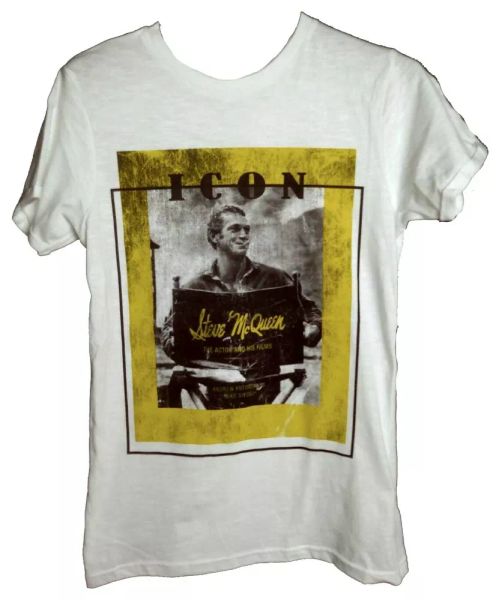 

t-shirt steve mcqueen shirt blaze white cotton moda uomo shirt icon, White;black