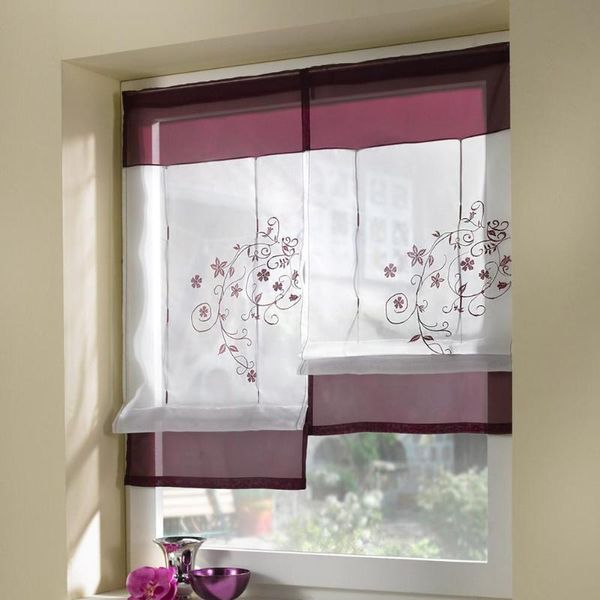 

curtain & drapes metermall pastoral embroidered roman short with pole liftable ribbon style window for living room