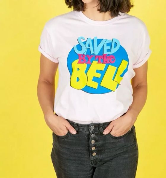 

official women's pink saved by the bell t-shirt with rolled sleeves, White;black