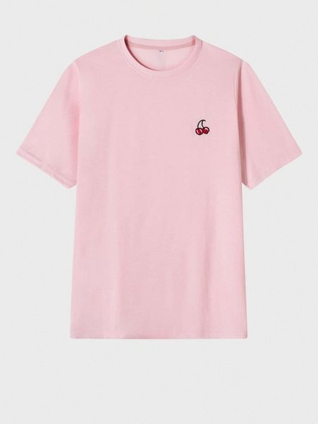 

men cherry embroidery short sleeve tee p3dr#, White;black