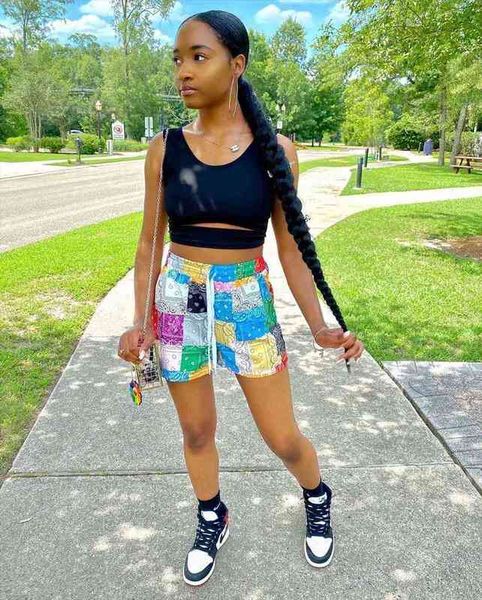 

bandana midi waist patchwork pants women shorts fashion print summer beach loose drawstring casual, White;black