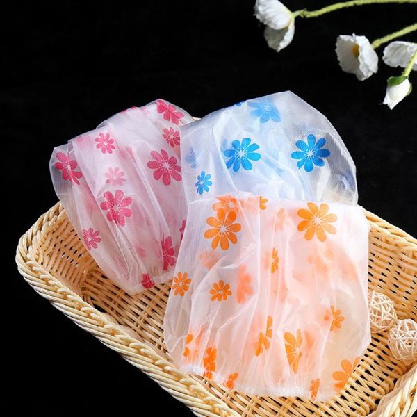 

20pcs waterproof shower cap plastic hat printed fashion bath processing hair cover for spa salon (as shown) caps