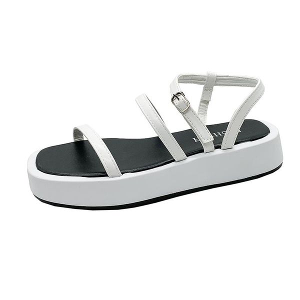 

fashion women's sandals pure color simple and elegant sweet casual wear open-toed flat-bottomed 2021, Black