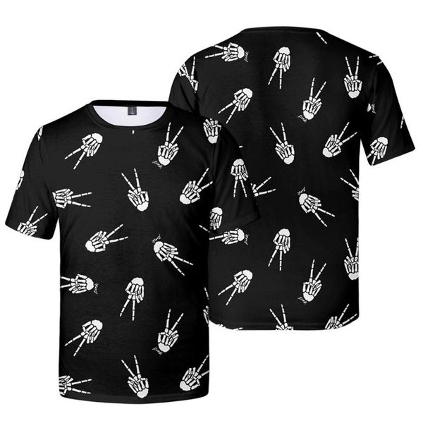 

men's t-shirts skull t-shirt logo punk style fingers hip hop 3d, White;black