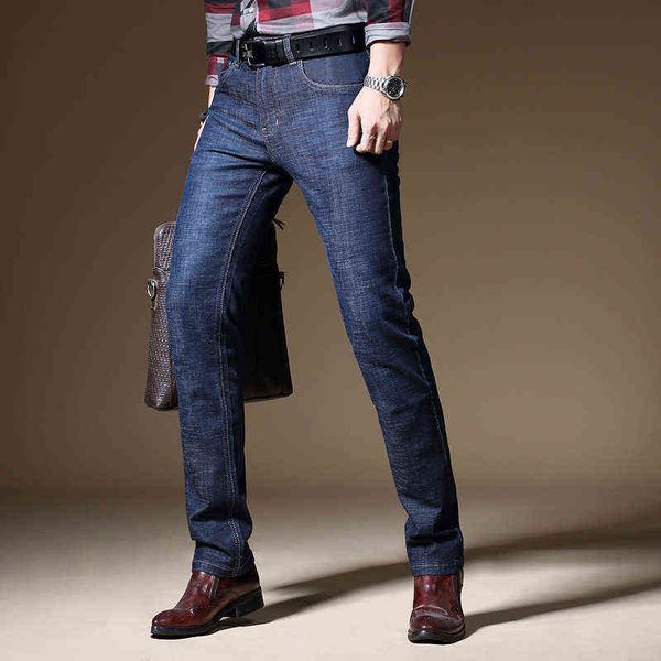 

elastic busins slim straight jeans pants simple atmosphere men's wear, Blue