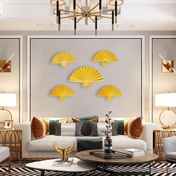 

nordic ins light luxury iron gold round fan-shaped wall hanging creative home living room bedroom geometry decoration mural other decor