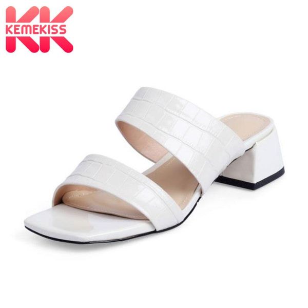 

kemekiss women sandals genuine leather thick heel summer shoes fashion office ladies work footwear size 34-39, Black