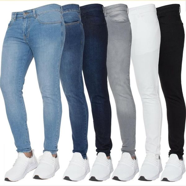 

men's jeans fashion men skinny stretch pants slim fit long stretchy, Blue