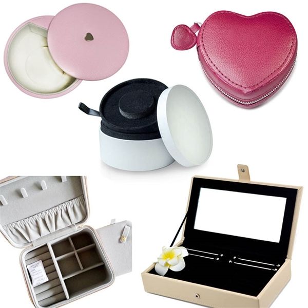 

packaging pink leather square round box bracelet jewelry display gift box for women fashion diy velvet bracelet box storage y1214, Black;white