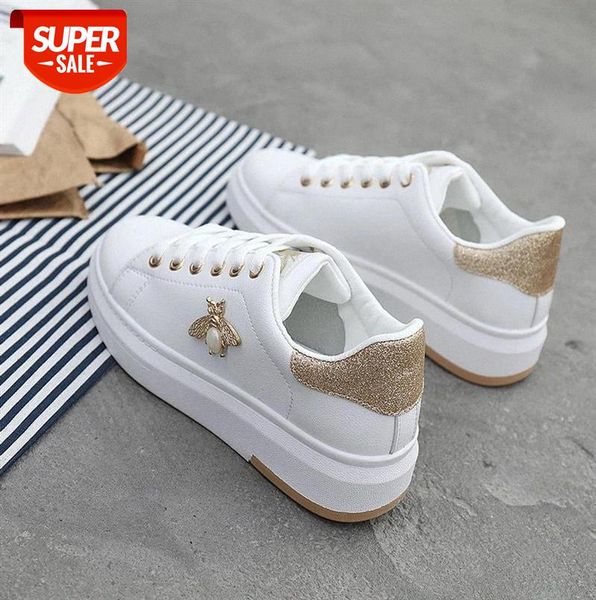 

women casual shoes 2020 new sneakers fashion breathable pu leather platform white soft footwears rhinestone #qt4g