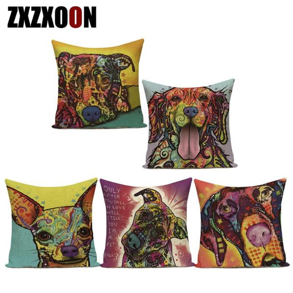 

cushion/decorative pillow lovely shabby chic animals dog pets decorative pillows case cotton linen sofa home capa de almofadas pillowcase