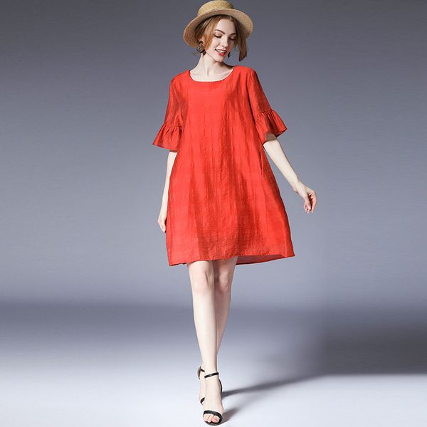 

big yards dresses women's fat summer age reducing fashion lotus sleeve 6930