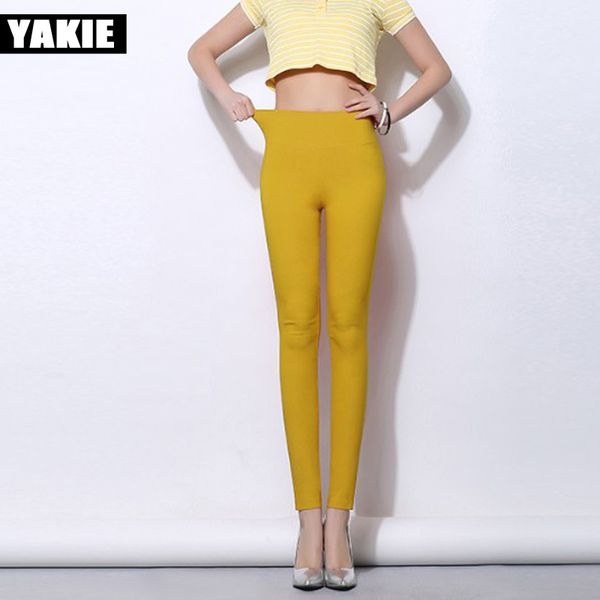 

18 colors high waist women pencil pants candy color stretch leggings plus size 5xl ladies casual trousers femme pantalon 210519, Black;white