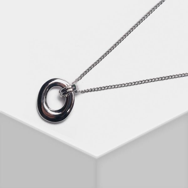 

amorita boutique simple fashion circle pendant necklace chains, Silver