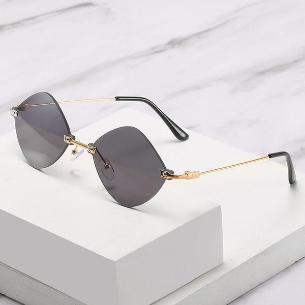 

sunglasses irregular rimless fashion metal small frame women street shooting catwalk glasses men, White;black