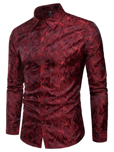 

men's chic long sleeve shirt bright color nightclub camouflage design silk cloth fashion lapel spring young male clothing casual shirts, White;black