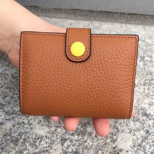 

design purse first layer cowhide wallet women's new summer coin small cute card bag fashion, Brown;gray