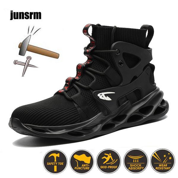 

new men safety shoes lightweight waterproof safety boots high-soft breathable men's steel toe puncture-proof foot protection anti-smash, Black;brown