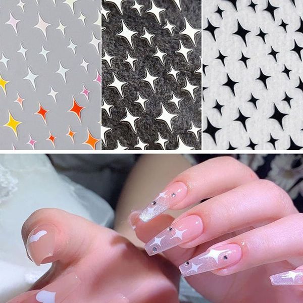 

stickers & decals multicolor star 3d engraved nail sticker cute geometry pattern fashion manicure summer art decoration, Black