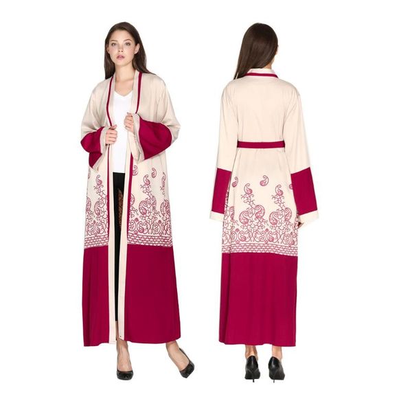 

ethnic clothing robe dubai open abaya kimono muslim hijab dress kaftan abayas islamic for women coat caftan marocain kleding djellaba, Red