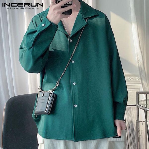 

men's casual shirts men shirt solid color turn down collar streetwear button long sleeve camisa masculina 2021 loose fashion clothing 5, White;black