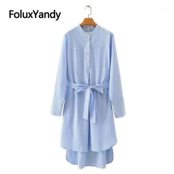 

women's blouses & shirts 2021 autumn long women v-neck striped sashes casual plus size sleeve blouse shirt cotton kkfy4793, White