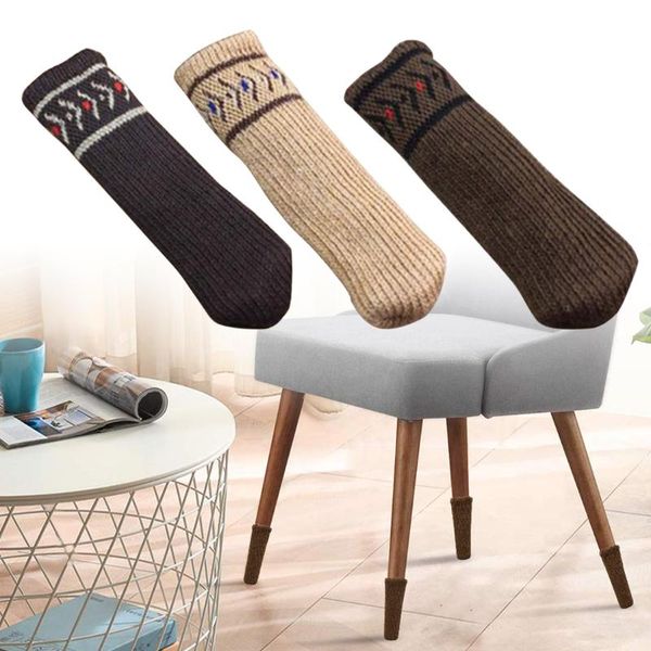 

chair covers 4pcs non-slip table legs sleeve striped cover foot knitting socks cherry leg home textile floor protectors