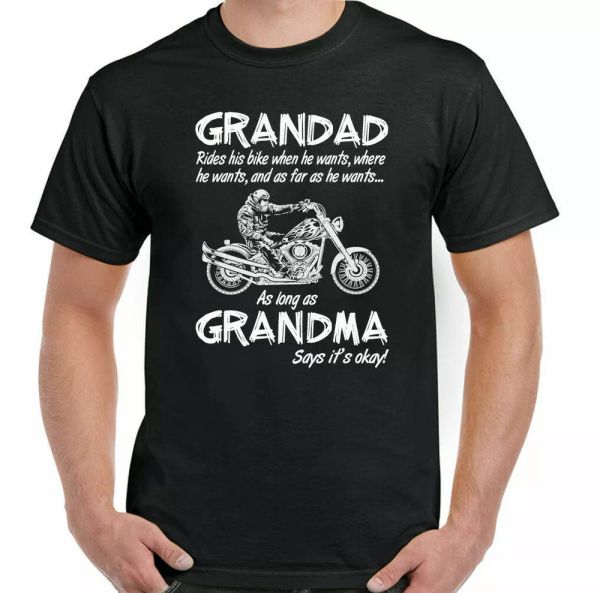 

grandpa biker rides his bike mens funny motorcycle chopper, White;black