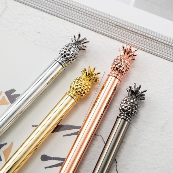 

ballpoint pens metal pineapple luxury writing handle gifts signature school office stationery supplies black ink 1.0mm, Blue;orange