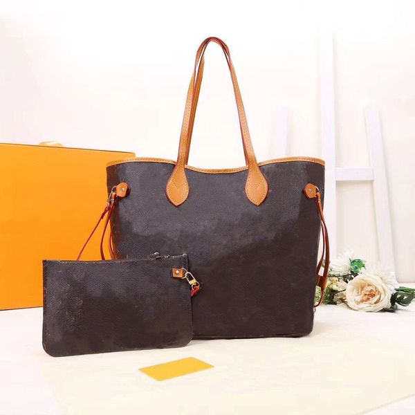 

2023 2pcs set women leather handbag designer lady clutch purse retro shoulder