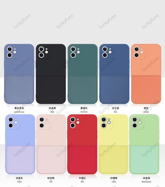 2021 Candy Color Fix Tpuphone Case для iPhone 12 12PRO 12PROMAX 11 11PRO 11PROMAX X XS XSMAX 7 8 PLUS Слот для кредитной карты