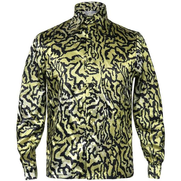 

men's casual shirts mens fashion vintage leopardÂ shirt 2021 brand print long sleeve dress shirt cosplay perform camisa masculina, White;black