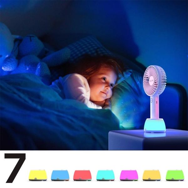 

portable usb handheld fan w/ led night light base desk mini cooling for home office 425b electric fans