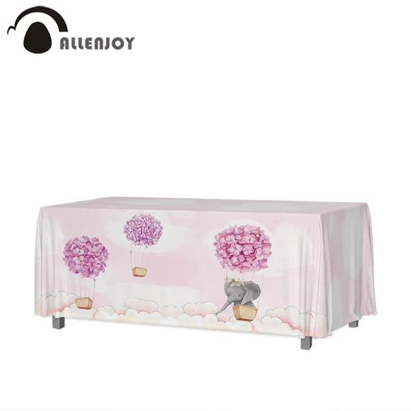 

table cloth allenjoy cartoon elephant tablecloth flower helium balloon cloud pink sky cover baby birthday party rectangle desk