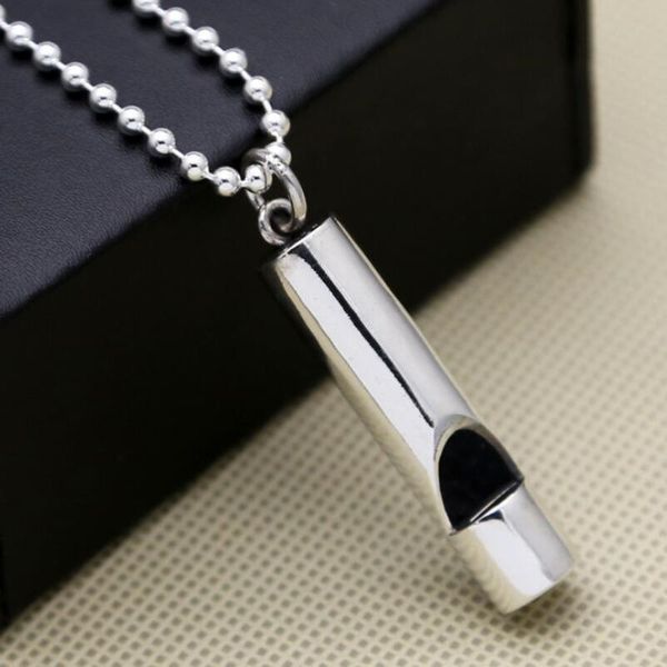 

pendants 925 sterling silver jewelry glossy whistle simple pendant (fgl), Black